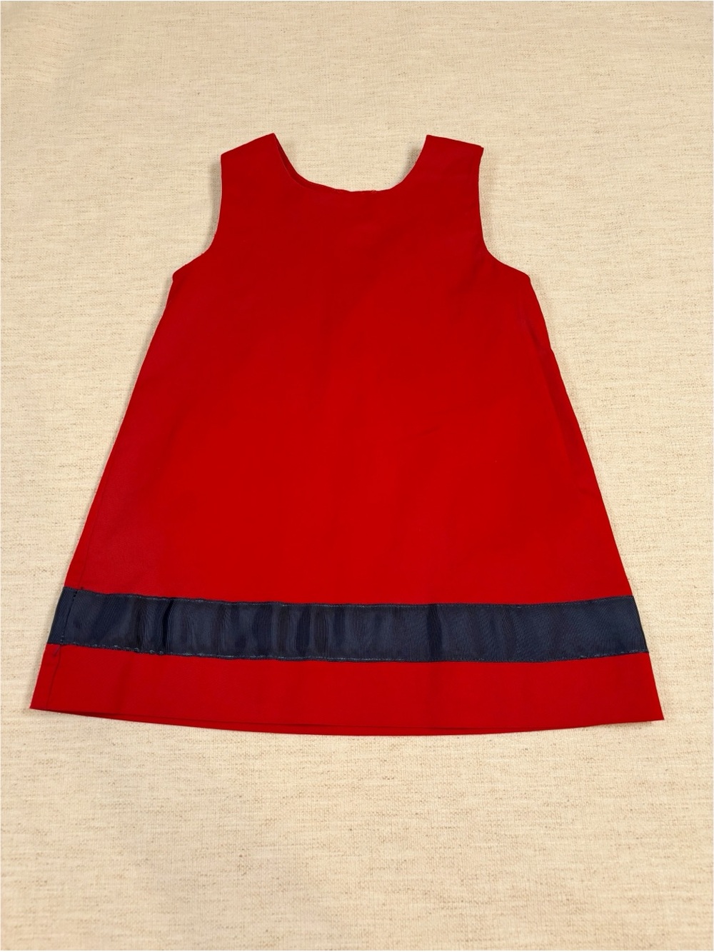 EdgeHill collection Red Girls' Sleeveless A-Line Dress with‎ Navy Trim